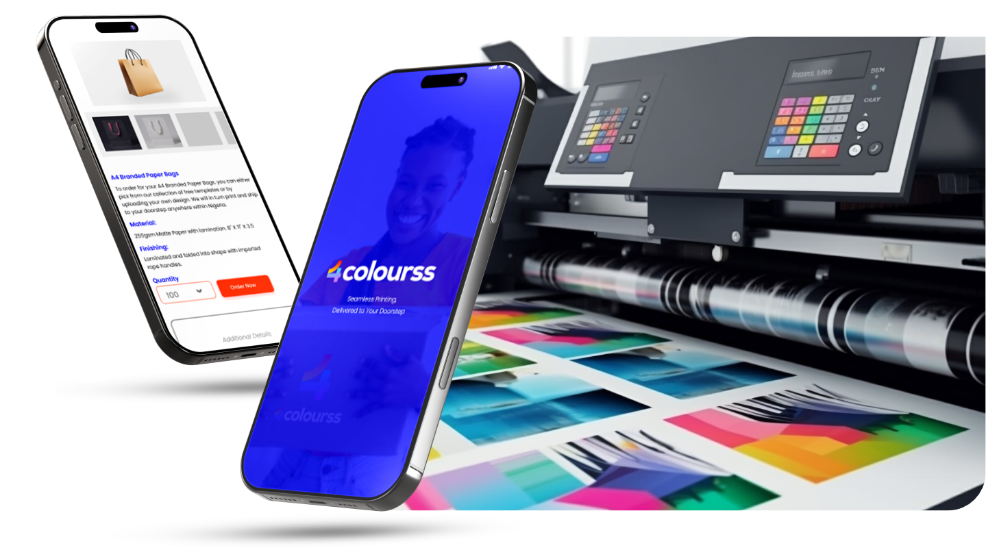Printing press with colorful paper